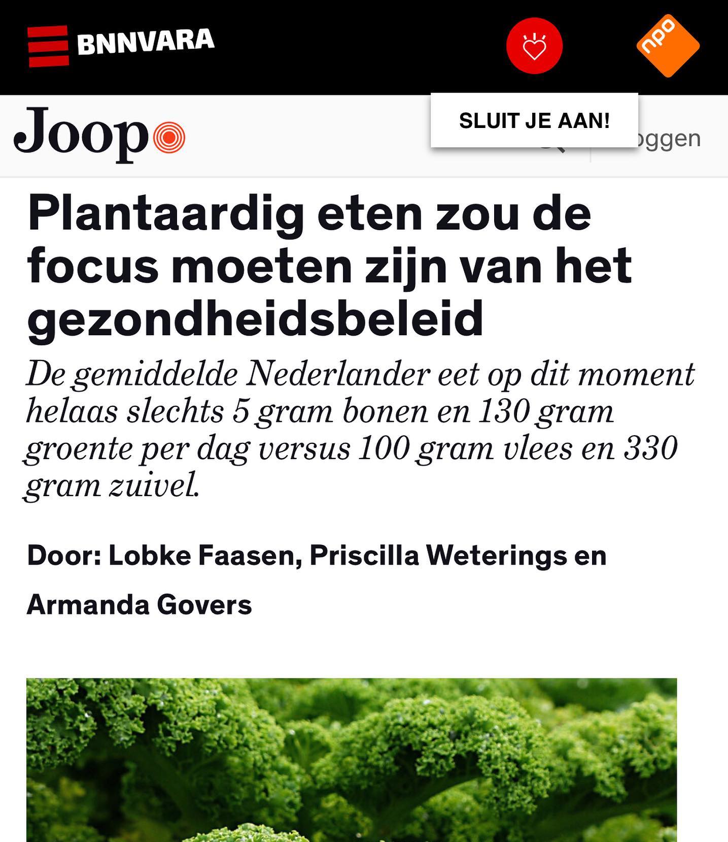 Samen met de geweldige plantaardige diëtisten @lobkefaasen en @dietistsilla schreef ik dit stuk voor @joop_nl. 🤓 
Het is wat mij betreft een Must Read voor iedereen die z'n gezondheid koestert, maar vooral voor onze politici. 
Hopelijk leest het ministerie van Volksgezondheid, Welzijn en Sport mee. @minvws 
Op de link in m’n bio zie je de link naar het artikel op Joop.nl.